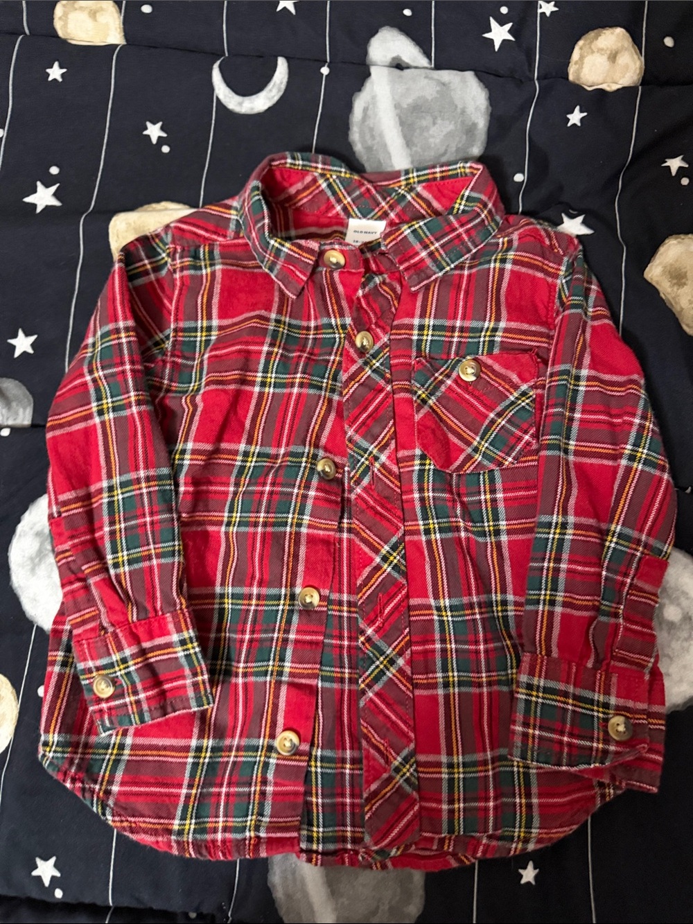 Old Navy Red Plaid Button-Down Shirt for Kids